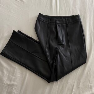 Commense Women's Sleek Black Straight Leg Faux Leather - high waisted